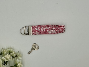 Liberty Floral Fabric Key Fob, Pink & White