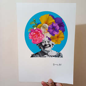 Grandma's Garden Smile collage print A4