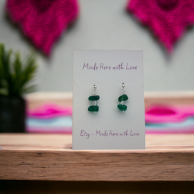 Green Agate Gemstone Drop Earrings