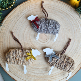 Herdwick Sheep Decorations with Sparkly Scarves