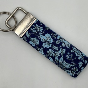 Liberty Floral Fabric Key Fob, Blue and Dark Blue