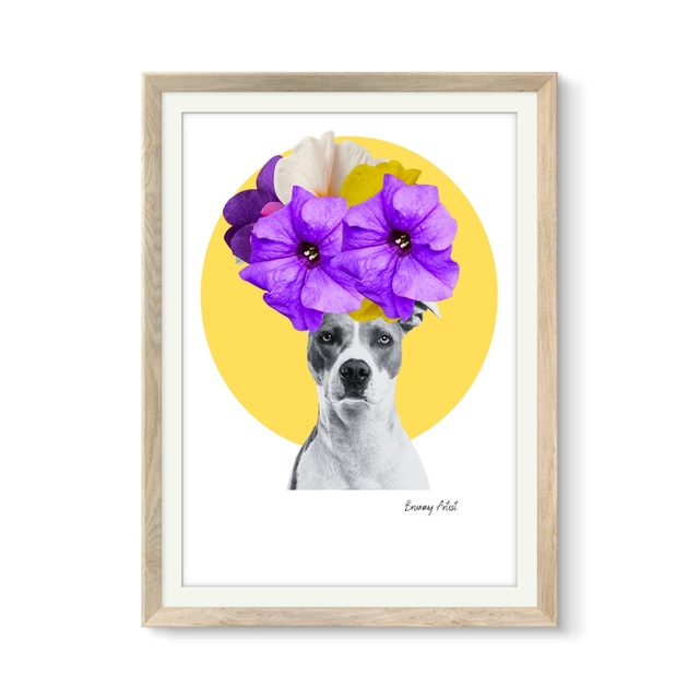 Whippet Joy - Floral dog collage