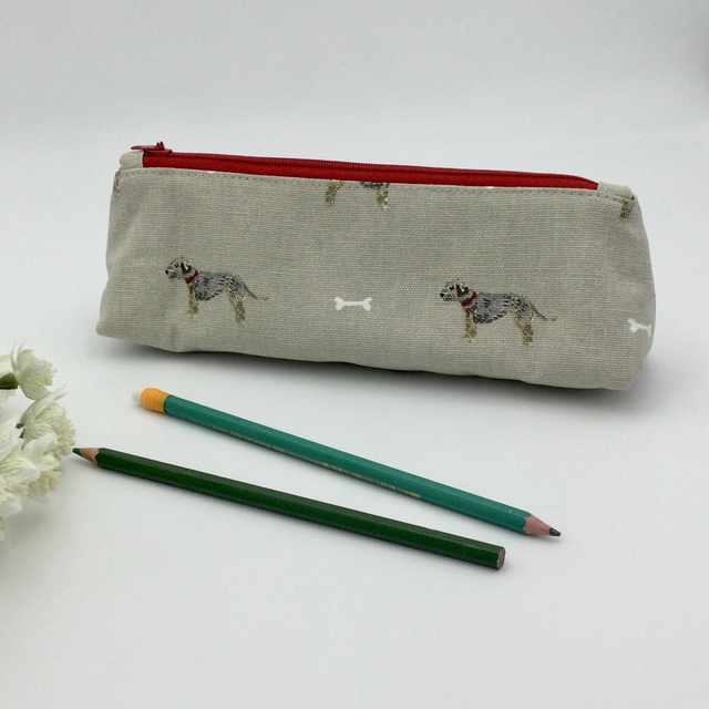 Terrier Print Makeup Bag, Pencil Case