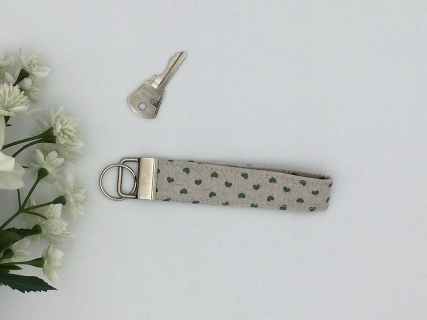 Green Heart Fabric Key Fob, Keyring