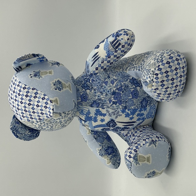 Teddy Bear Liberty Door Stop, Blue and White Decor