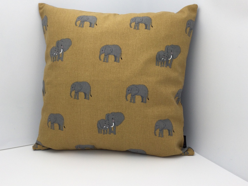 Elephant Cushion with Grey Reverse