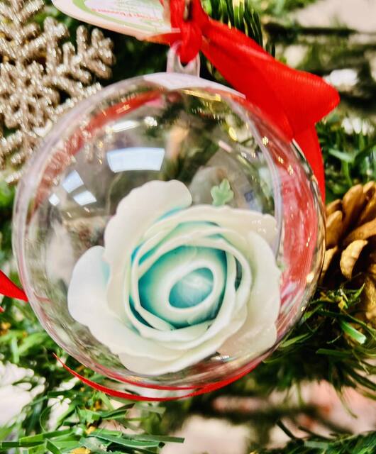 Soap Flower Filled Christmas Bauble