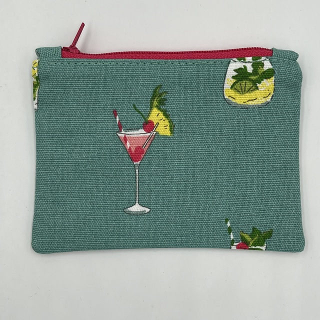 Cocktail Drinks Coin Purse, Zipped Card Holder