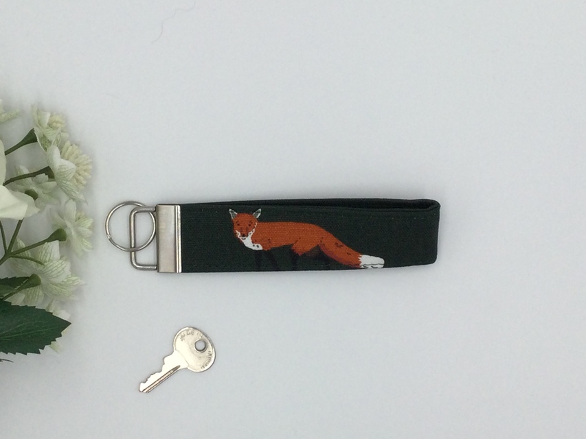 Fox Fabric Key Fob, Key Ring