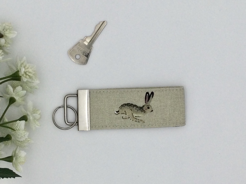 Hare Fabric Key Fob, Key Ring