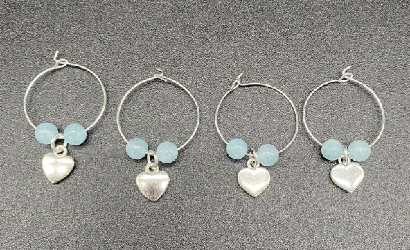 Aquamarine wine glass charms