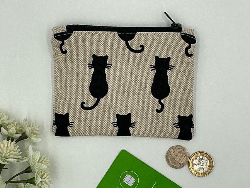 Sitting-Black-Cat-Coin-Purse-Zipped-Card-Holder