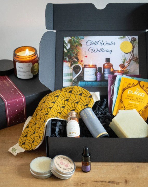 Gift box with self care type products inside