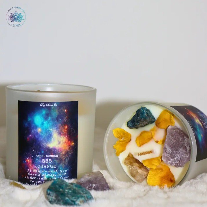 Candle with crystals inside