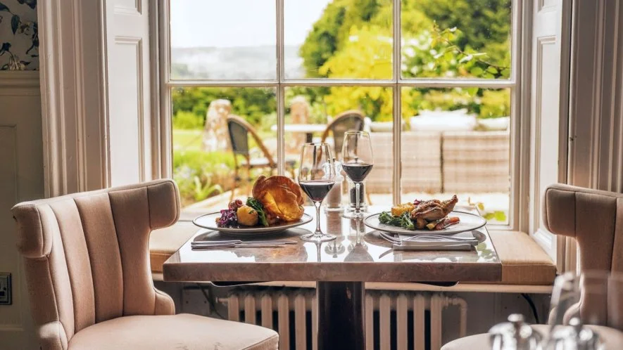 Image of a sunday roast at Burleigh Court Cotswolds