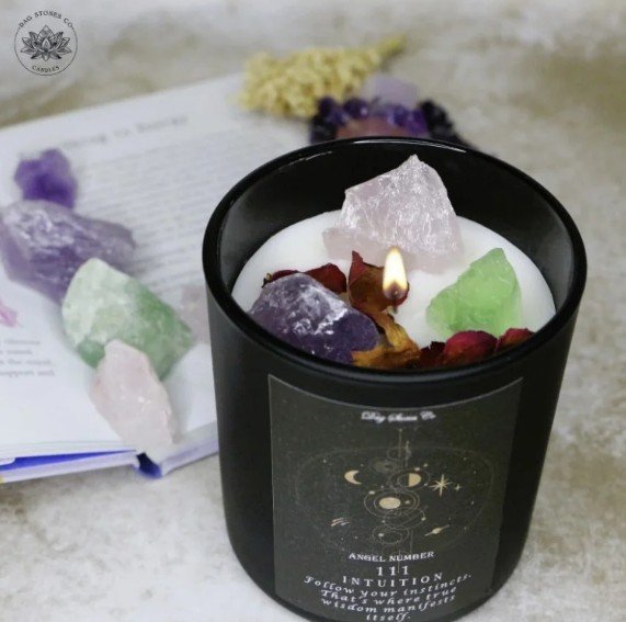 Candle with crystals
