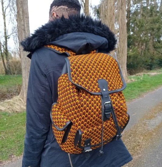 Rucksack with yellow african print