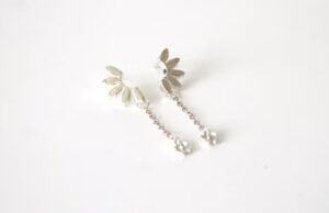 Half Flower Silver Earrings