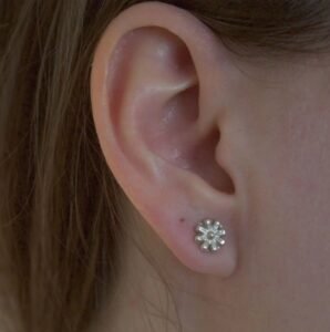 Silver Daisy Flower Stud