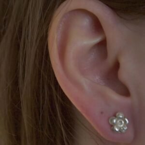 Silver Pansy Flower stud