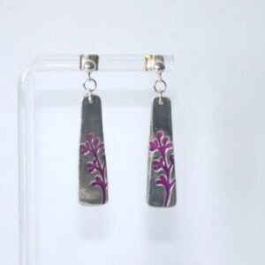 silver purple floral earrings