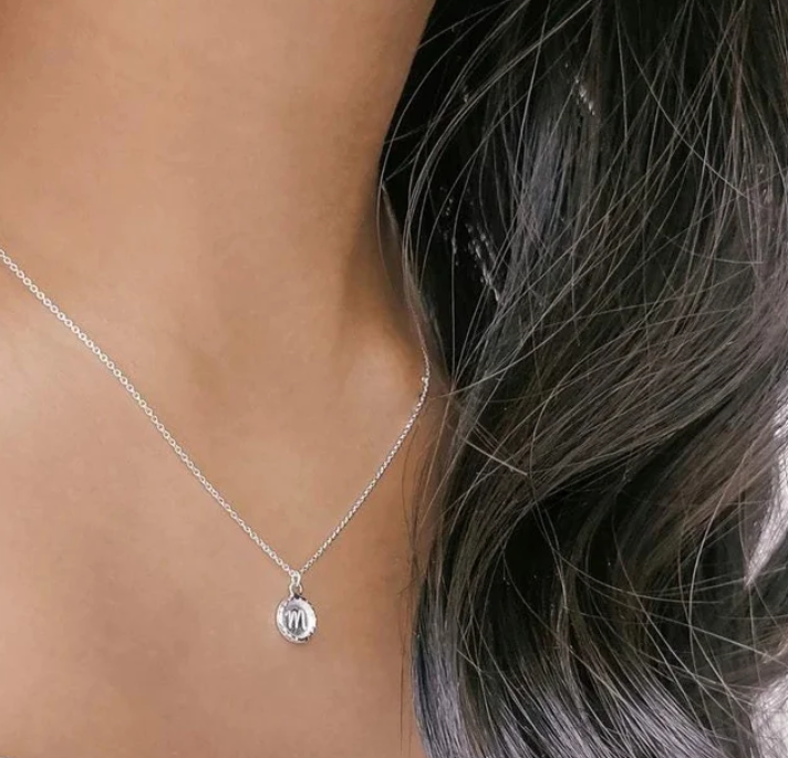 Image of a silver, personalised with initial necklace